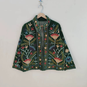 Ethnic Statement Wear <b>Velvet</b> Suzani Boho <b>Jacket</b> Handmade Embroidered Coat Kimono Festival Vintage Uzbek Suzani <b>Jacket</b> for <b>Women</b> - Product Image 1