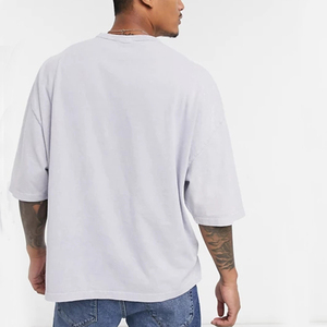 T-shirt décontracté 100 % coton à épaules tombantes, manches 3/4, coupe oversize, col rond, 300 g pour homme - Product Image 2