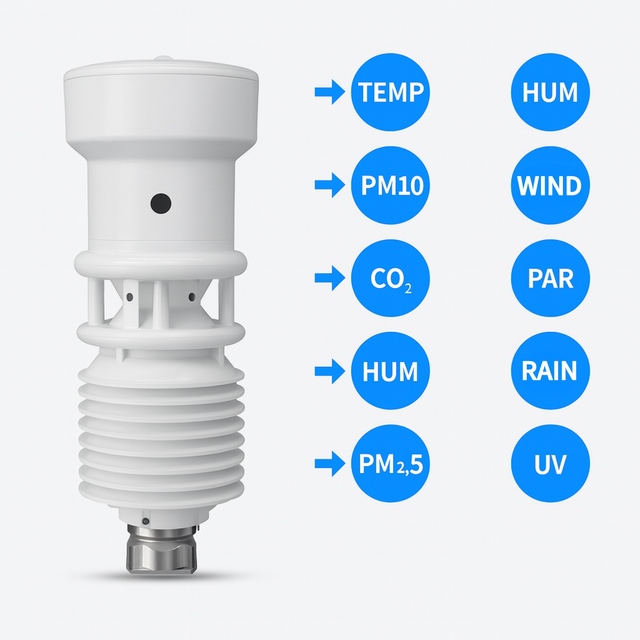 Outdoor Compact Weather Station Particle PM2.5 PM10 Dust Pm Temperature Humidity Sensor for Smart Iot Air Quality Monitor