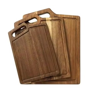 Planche à découper en bois durable de forme ronde avec poignée, design moderne, décoration de cuisine, planche à découper pour fruits et salades - Product Image 2