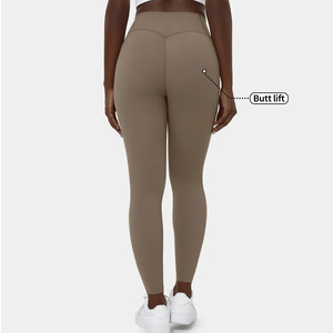 Logotipo personalizado Cintura elástica Mujeres Gimnasio Pantalones para correr Forma de V Levantamiento de glúteos Fitness Yoga Leggings con bolsillos - Product Image 3