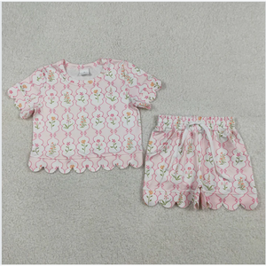 GSSO3271 Flower Scallop Edge Girls Shorts Set - Product Image 6
