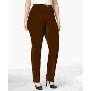 Jeans da donna Style & Co taglie forti, marroni, modello slim a vita alta con controllo pancia, per taglie piccole - Product Image 1