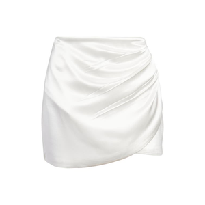 Minigonna Retrofte Marilyn con Stampa Floreale a Tulipano, in Raso Bianco Lavorato a Maglia con Spandex, Gonna Avvolgente con Balze e Vita Impero, Taglia XL - Product Image 6