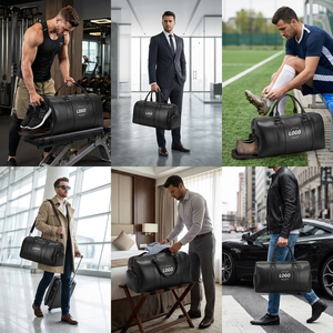 Bolsa <span class=keywords><strong>de</strong></span> Viaje Deportiva Personalizada, Transpirable, <span class=keywords><strong>de</strong></span> Cuero Negro, con Compartimento para Zapatos, Libre <span class=keywords><strong>de</strong></span> Olores, para Entrenamiento y <span class=keywords><strong>Viajes</strong></span> Cortos - Product Image 3