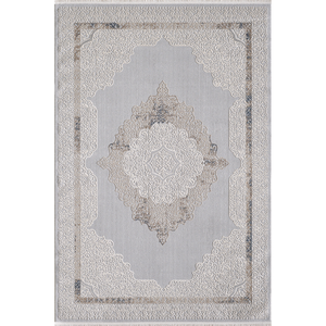 Tapis turc de luxe fait à la machine, Borrego gris marine, qualité supérieure pour salon, fabriqué à Gaziantep. - Product Image 1