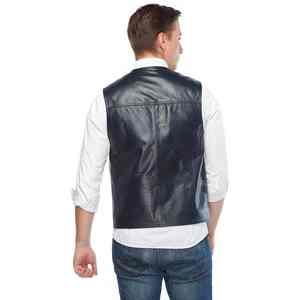 Chaleco de cuero genuino para hombre, estilo personalizado, de alta calidad, para exteriores, cálido e impermeable en diferentes tamaños, chaleco de cuero de Color sólido - Product Image 5