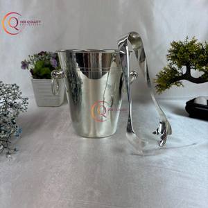 Venta al por mayor de herramientas de barra de acero inoxidable de metal logotipo personalizado enfriador de hielo cubo champán y cerveza cubo de hielo de gran tamaño pulido con espejo - Product Image 4