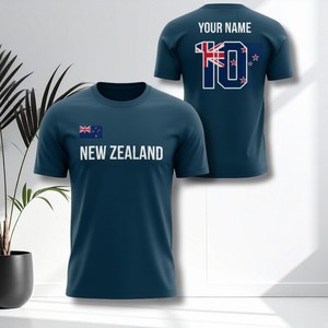 Set di Maglie da Calcio Ispirate alla Nuova Zelanda con Nome e Numero Personalizzabili, Maglie Blu Navy per Tifosi - Accessori Personalizzabili - Product Image 1