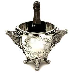 Enfriador de hielo Enfriador de vino independiente Enfriador de vino de metal vintage Soporte de cubo de botella de cerveza de hielo con mango de inserción antiguo negro - Product Image 4