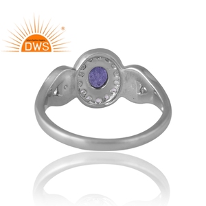 Design chaud argent plaqué palladium tanzanite naturelle et topaze blanche bague en pierres précieuses conception personnalisée bijoux pour femmes cadeau pour elle - Product Image 2