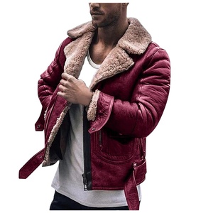 เสื้อแจ็คเก็ตแขนยาวมีซิปสำหรับผู้ชาย, เสื้อโค้ทหนัง PU หนังแกะสำหรับนักปั่นเสื้อผ้ารถจักรยานยนต์ฤดูหนาวผ้าใบ - Product Image 1