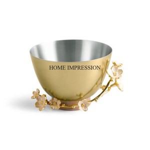 Dernier modèle Arrivée Haute Qualité Plaqué Or Forme Ronde Luxueux Qualité Métal Fait Feuilles Designer Bol De Service De L'Inde - Product Image 2