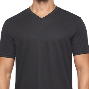 T-shirt en polyester et coton respirant pour hommes, t-shirts d'été extensibles à manches courtes, t-shirts de sport décontractés à séchage rapide pour hommes, vente en gros - Product Image 5