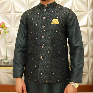 Gilet de mariage respirant pour homme, faible MOQ, nouvelle collection 2026, vêtement extérieur Shalwar Kameez, gilet court pour homme - Product Image 1