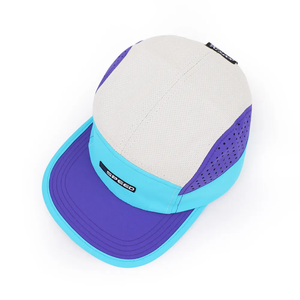 Gorro de algodón 100% Runner con cordón de 5 paneles con cierre Snapback, diseño láser Triangular perforado, gorra de campamento para deportes - Product Image 4