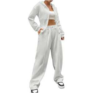 New Fashion Two-Piece <b>Set</b> For Women Color Block Long Sleeve Zipper Jacket And Stacked Sweatpants Full Length Women's <b>Sets</b> - Product Image 1