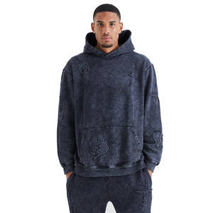 Survêtement pour homme de haute qualité, nouvelle mode, lavage à l'acide, 100% coton, séchage rapide, survêtement surdimensionné, broderie imprimée - Product Image 1