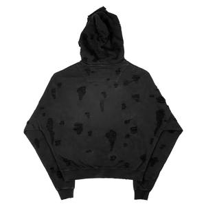 Acid Washed Distressed Cropped Sweat à capuche pour hommes Drop Shoulder Plus Size Streetwear Hoodies Mens Fashion Plain Custom Design - Product Image 2