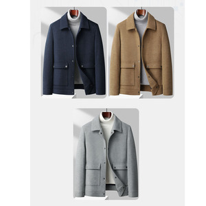 Chaqueta de lana para hombre Otoño/Invierno abrigo de lana de Bolsillo grande al por mayor personalizado corto lana Tops abrigos para hombre - Product Image 3