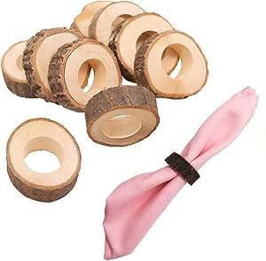 Natural <b>Wood</b> Napkin <b>Rings</b> Elegant Round Serviette Holders <b>for</b> Wedding Table Decorations - Product Image 6
