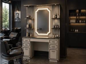 Station de coiffure Hite en MDF avec évier, miroir, armoire de rangement, portable, durable, professionnelle, mobilier de salon de coiffure - Product Image 3
