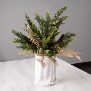 White Minimalist Ceramic Tabletop <b>Vase</b> 24cm with <b>Unique</b> Design - Product Image 4