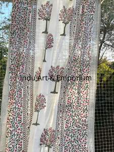 Floral Hand Block Printed Cotton <b>Window</b> Curtain Drapes Balcony Bedroom <b>Window</b> Valance Treatment <b>Blinds</b> - Product Image 2