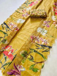 Vêtements traditionnels indiens de qualité supérieure Saree imprimé Designer Dernière exclusivité Festival Wear Haldi Fonction la plus tendance haute sur demande - Product Image 3