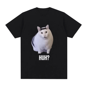 T-shirts unisexes à col rond, coupe classique, 100% coton, imprimé Huh Fat Cat, streetwear, manches courtes, logo personnalisé, prix de gros - Product Image 4
