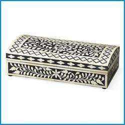 Boîte en os incrusté artisanale indienne, boîte à bijoux en résine, fabriquée à la main par ART, motif safari, boîte décorative - Product Image 2