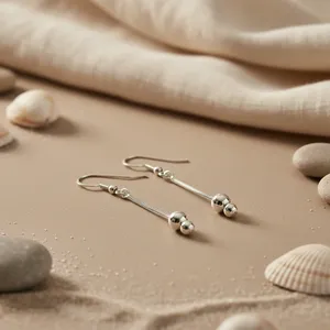 Boucles d'oreilles pendantes en argent 925 délicates pour femmes, bijoux tendance - Product Image 2
