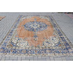 Tapis turc vintage 7,5x11,2 pieds, tapis surdimensionné, tapis en laine bleue - Product Image 1