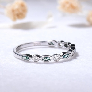 แหวนอัญมณีมอสสีทองแท้ดีไซน์ใหม่หรูหราพร้อมแหวนเพชรแท้ - Product Image 3