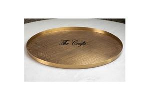 Plateau de service en fer blanc avec poignée en cuir, design le plus récent, forme ronde, taille personnalisable - Product Image 6