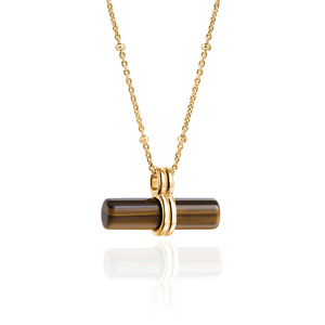 Collar de Moda con Colgante en Forma de T de Ojo de Tigre Dorado, Estilo Jeulia Andy - Product Image 2
