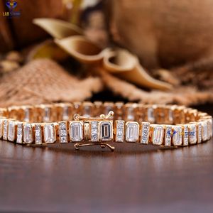 8,46 TDW Emerald & Princess Cut Diamond Yellow Gold Bracelet de Labstone Dainty Heartshine Bracelet color de la - Product Image 2