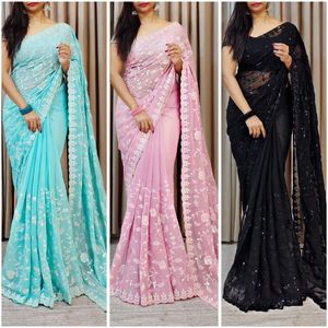 Nueva colección de ropa étnica, Sari de poliéster para mujer, ropa de boda y fiesta, Sari de ropa india y pakistaní - Product Image 3