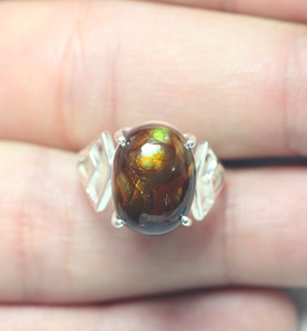 Agate de feu mexicaine naturelle Cabochon pierre précieuse bague en argent femmes concepteur fait à la main - Product Image 4