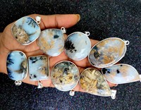 Tigre naturel Dendrite pierre précieuse lunette pendentif 925 argent laiton bijoux à la mode collier mélange formes pour les femmes lunette réglage