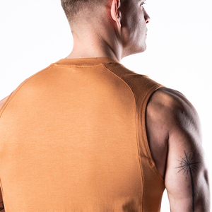 Camiseta sin mangas informal sin mangas con protección solar para hombre, Camiseta holgada de algodón ligero con cuello redondo de Color sólido - Product Image 4