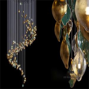 Hall de l'hôtel moderne lustre en verre coloré département des ventes table de sable décoratif villa marchande lampe non standard - Product Image 6