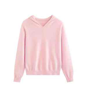 เสื้อสเวตเตอร์ถักมีฮู้ดสีทึบเสื้อฮู้ดแบบสวมหัวถักสำหรับ100% ขนสัตว์อเนกประสงค์แบบลำลองกำหนดเอง - Product Image 3