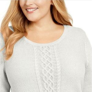 Maglione Vintage Stile Coreano da Donna Karen Scott, Traspirante, Bianco con Decorazione Traforata e Logo Frontale, Varie Taglie, Autunno Inverno - Product Image 2