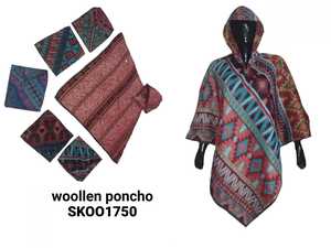 Chaqueta tipo Poncho de lana para mujer, chaqueta con capucha Hippie Bohemia, artículo de moda, de algodón, étnico, indio - Product Image 3