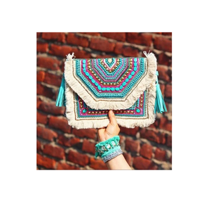 กระเป๋าโบฮีเมียนลำลองเป็นมิตรต่อสิ่งแวดล้อมกระเป๋าสะพายไหล่สตรีกระเป๋าผ้าฝ้ายถักโครเชต์แบบกลวงสำหรับผู้หญิงกระเป๋าชายหาดฤดูร้อนขายดี - Product Image 2