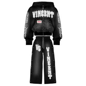 Trois couches Hoodies Zipper And Three Balts Survêtement avec casquette de haute qualité avec tout sur votre demande Sun Fades Effect - Product Image 2