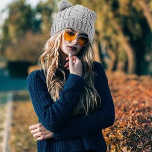 หมวกบีนนี่ถักหนาอบอุ่นมีสไตล์หมวกแก๊ปดีไซน์ยูนิเซ็กส์สำหรับเครื่องแต่งกายแนวสตรีทกลางแจ้ง - Product Image 3