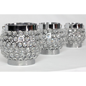 Bougeoir votif de luxe en cristal et métal de forme ronde, idéal pour les mariages, les événements, support décoratif, parfait pour la décoration intérieure - Product Image 6