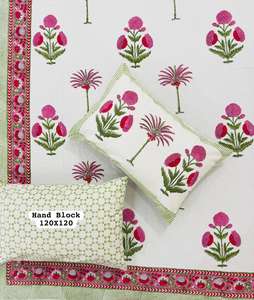 Juego de sábanas de algodón indio con estampado de bloque de mano Floral tradicional, colcha decorativa multicolor para el hogar para juego de cama de hotel - Product Image 2